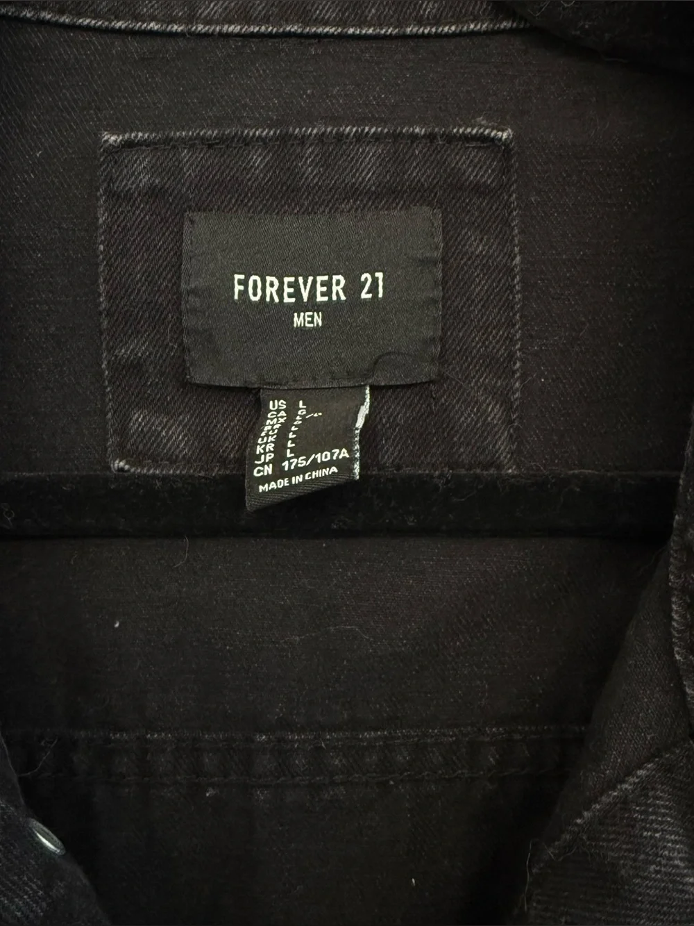 Forever 21 Men’s Black Distressed Denim Jacket
